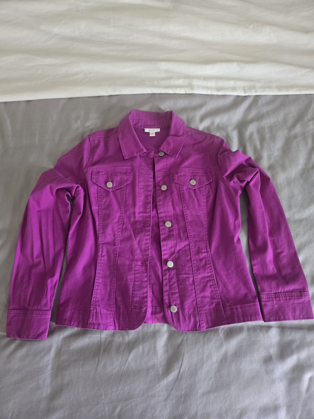Charter Club Magenta Cotton Denim Style Jacket - Size Medium